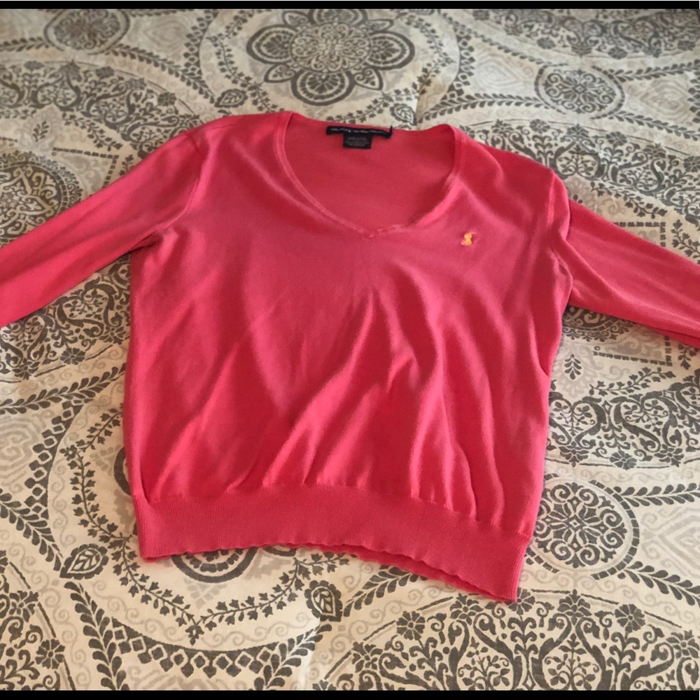 Long sleeve pink polo